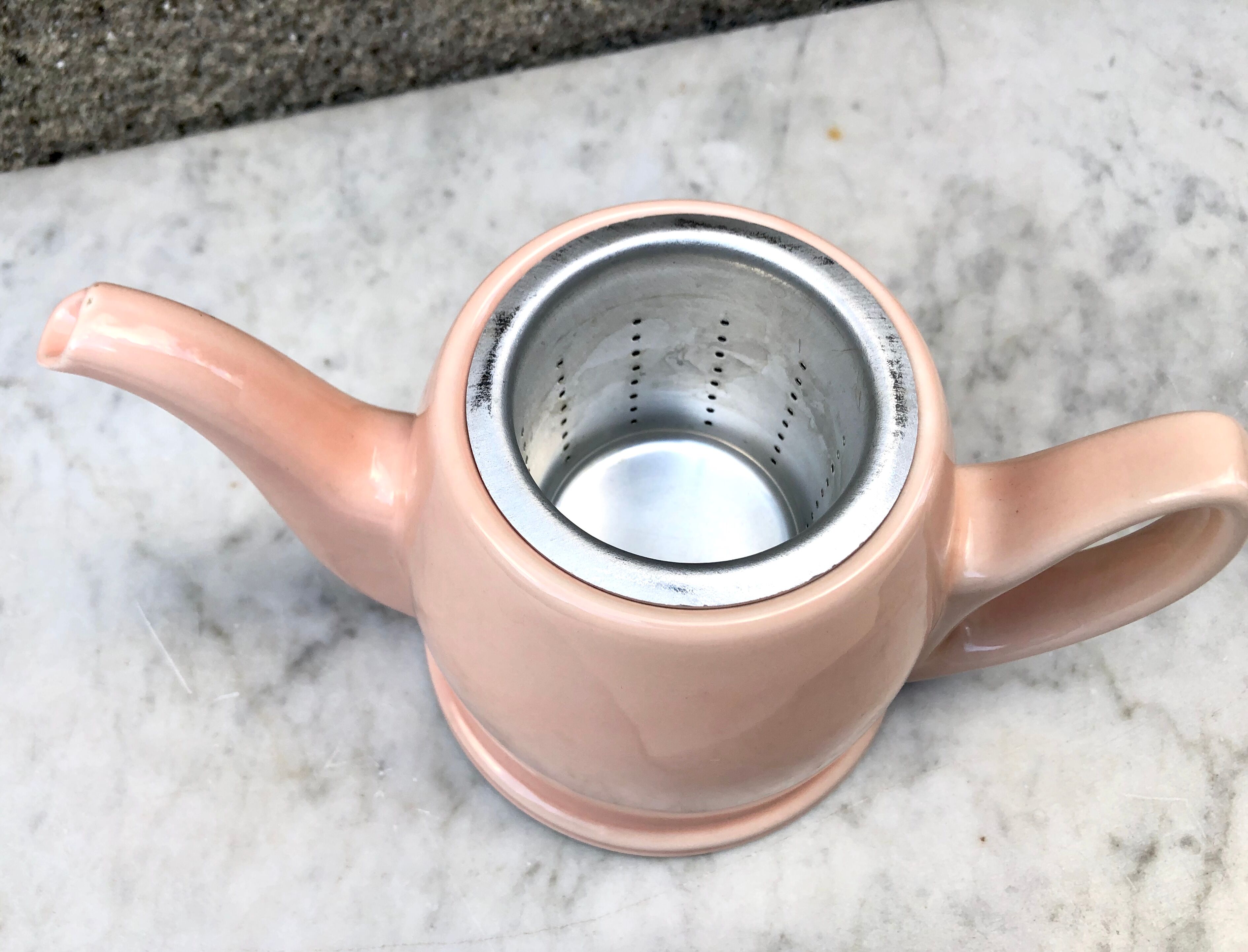 Heating teapot Salam Guy Degrenne 4 cups rare pink ceramic