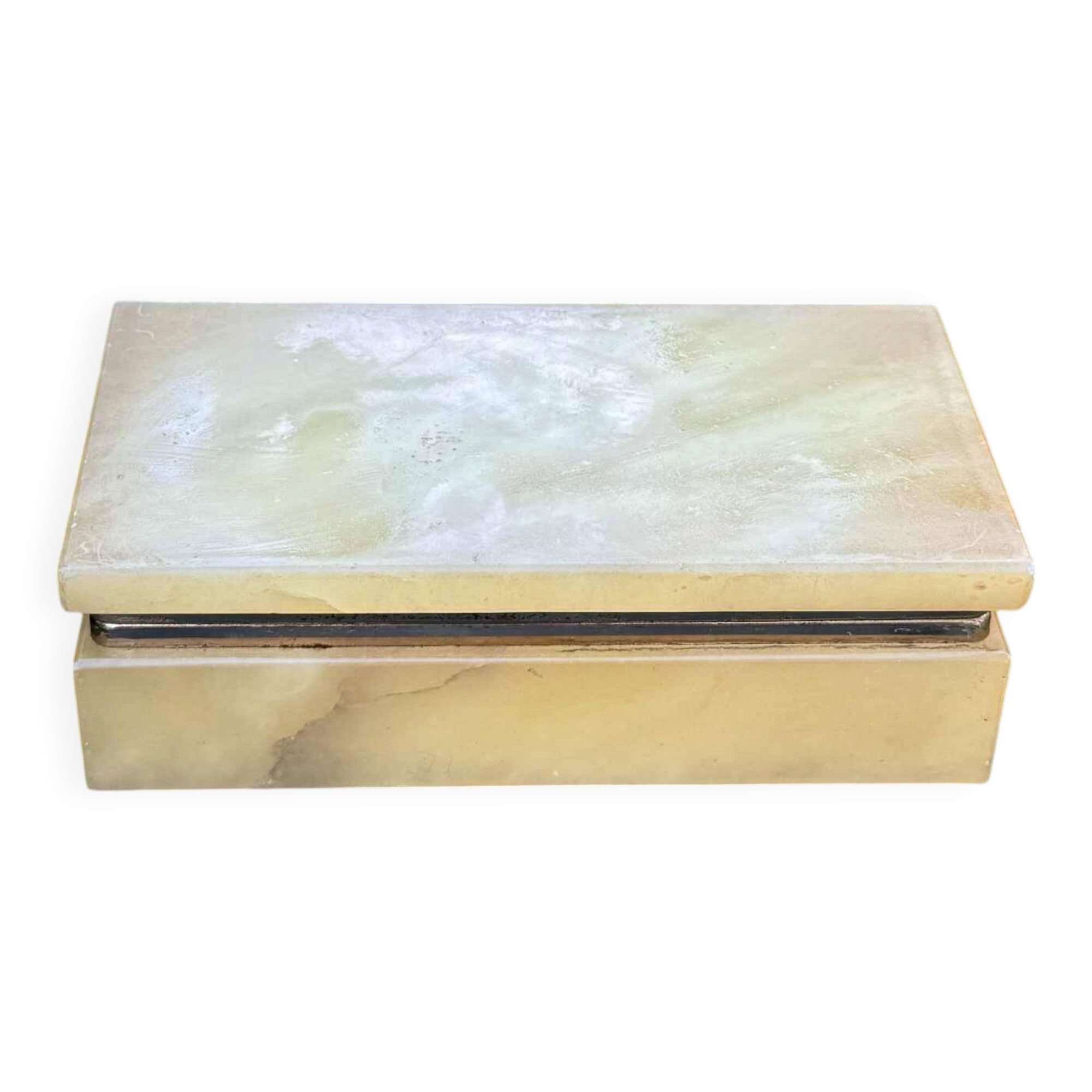 Large onyx trinket box from the 1960s, vintage Italy.