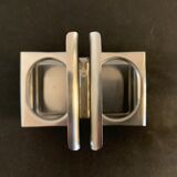 Italian salt and pepper shaker in stainless steel and Alessi glass, 1980