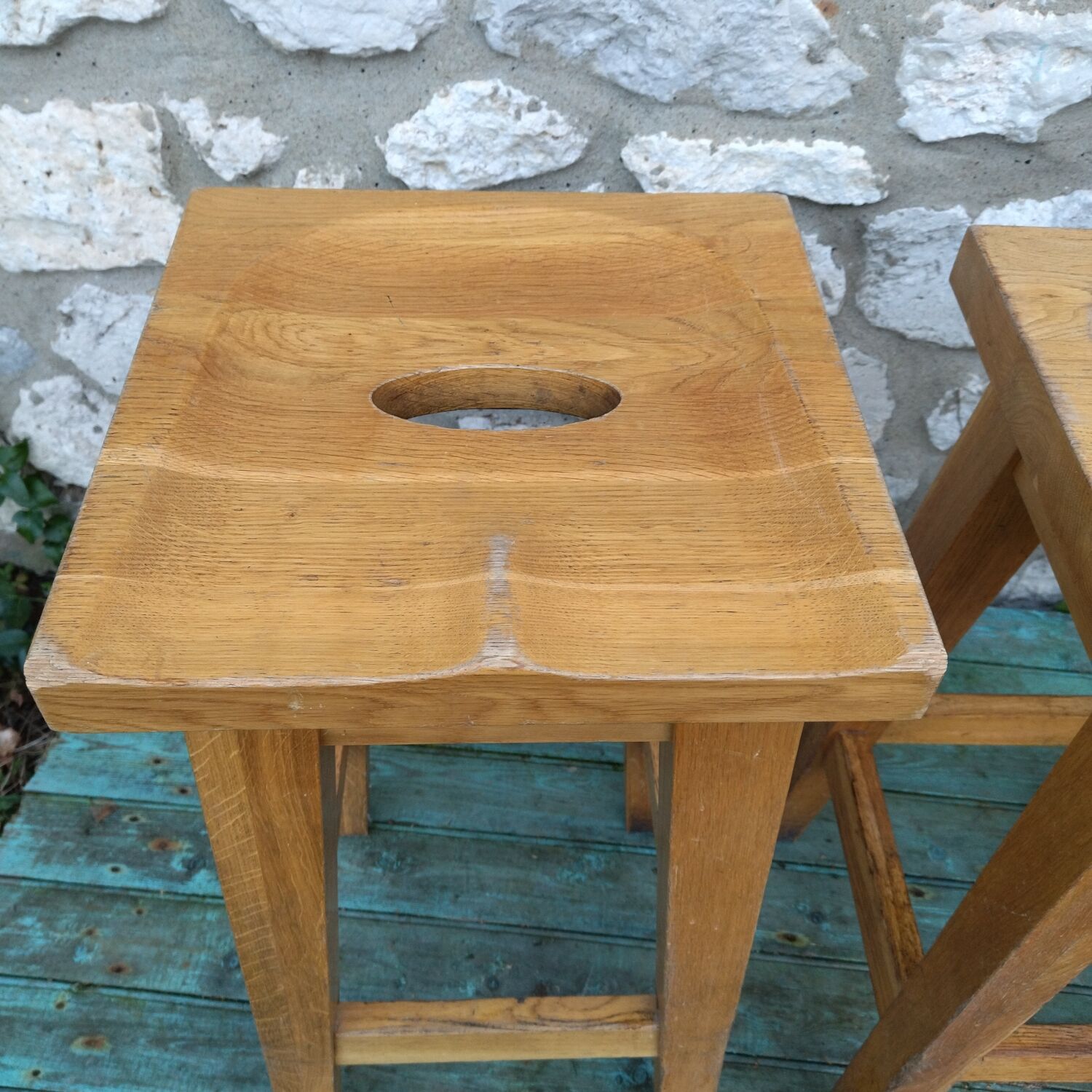 3 brutalist bar stools 60s