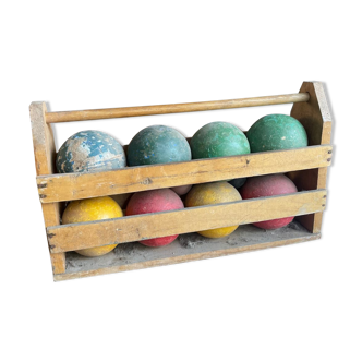 Jeu de boules en bois vintage