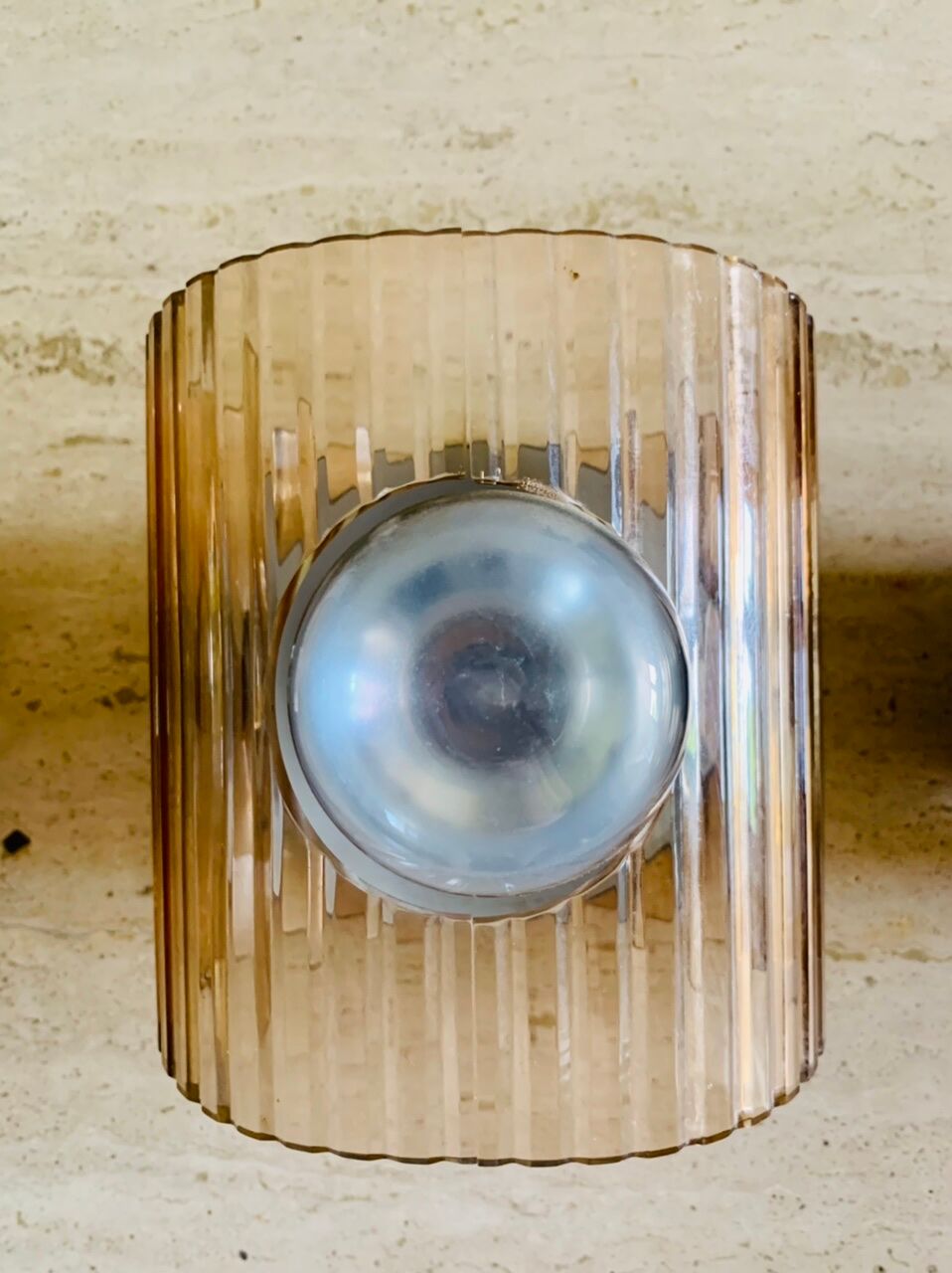 Set of 3 vintage wall lamps in smoked plexiglass, circa 1970's