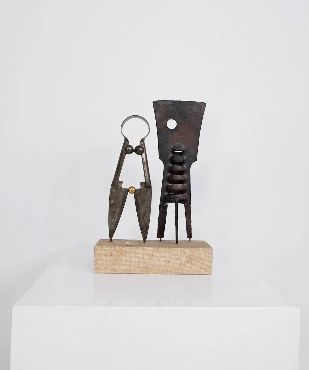 Abstract metal sculpture by unidentified artist, Sweden, 1967