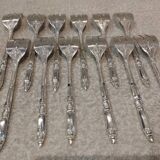 12 silver-plated metal cake forks, Ercuis Russian model.