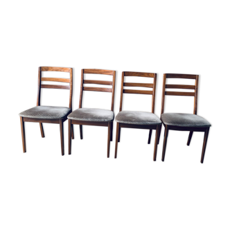 Set of 4 wood & velvet chairs by Nathan