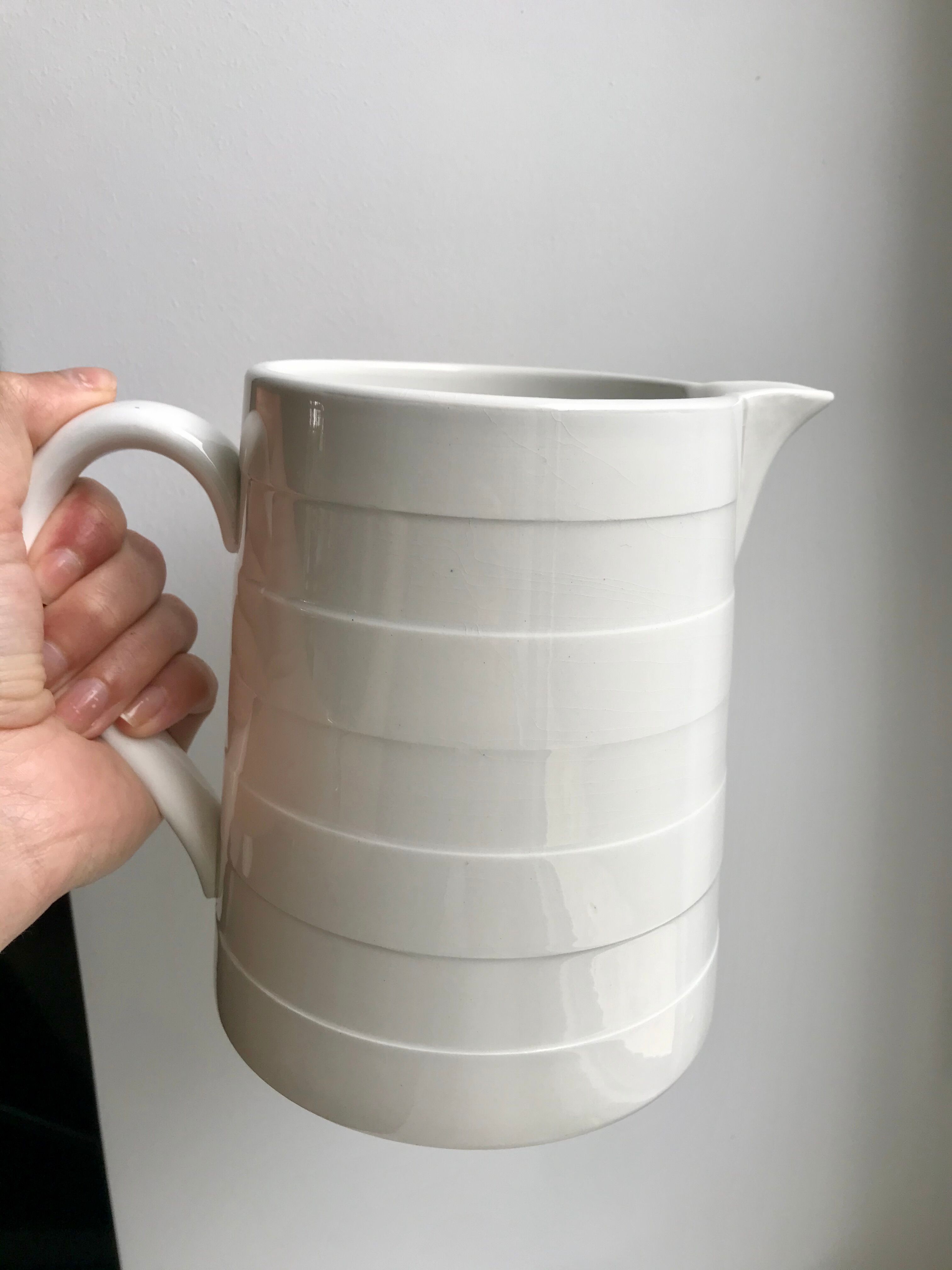 broc / pitcher Digoin Sarreguemines with striped embossed 30s-40s