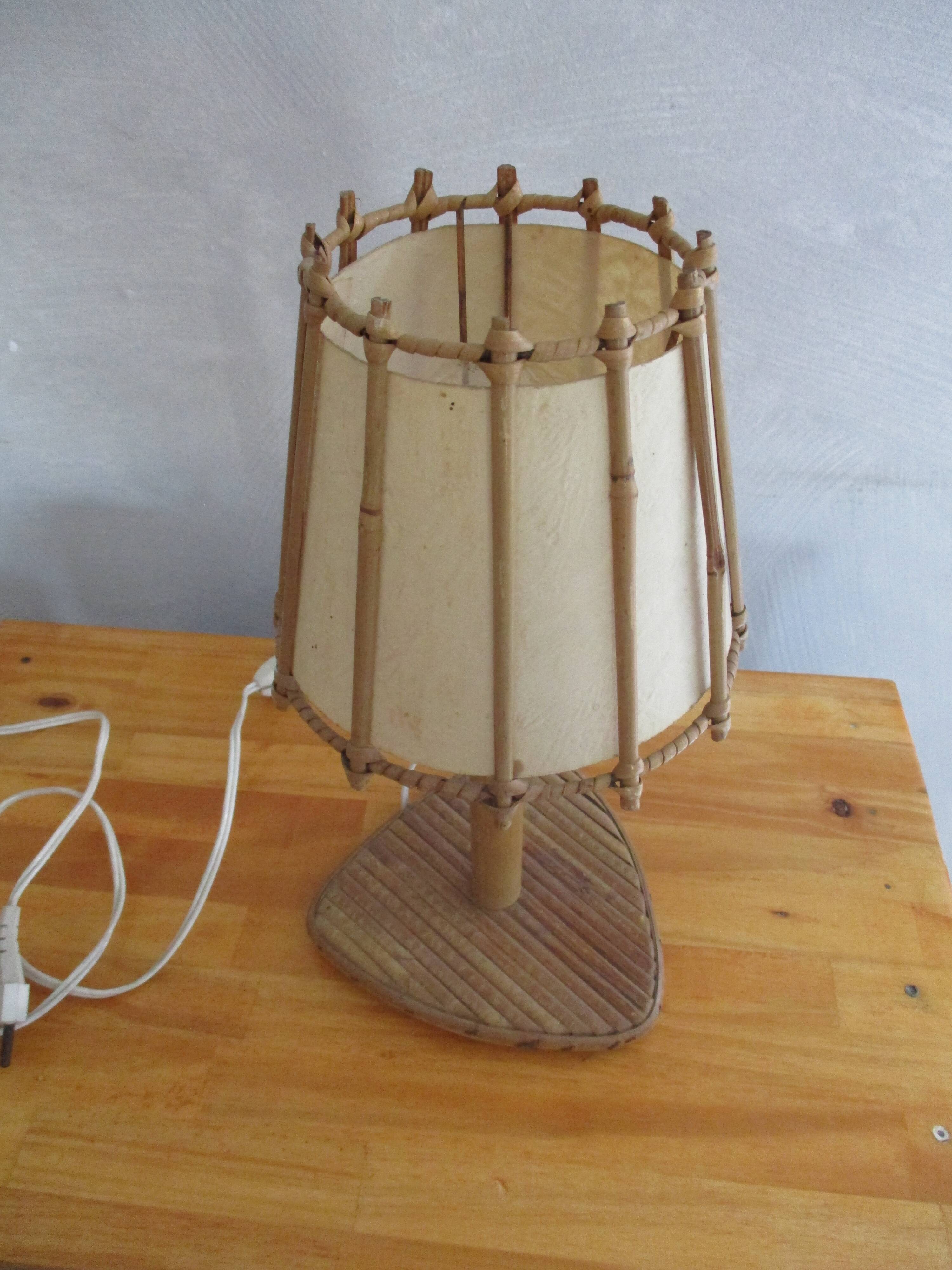Vintage rattan lamp 50s 60s