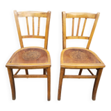 Pair of vintage beech bistro chairs