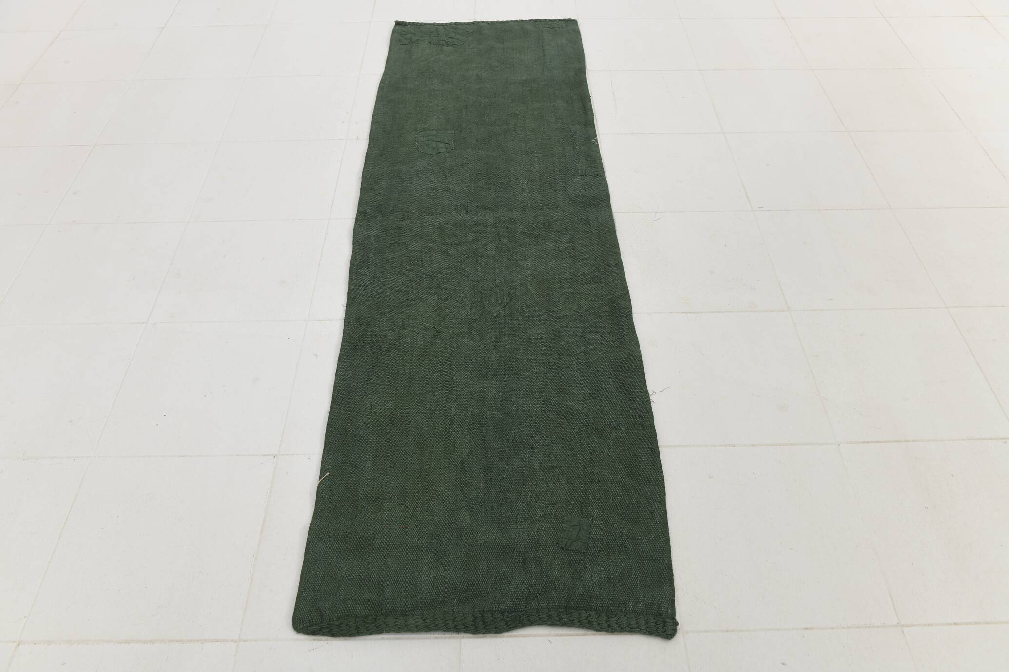2x8 Turkish Dark Green Vintage Runner Rug, 72x235Cm