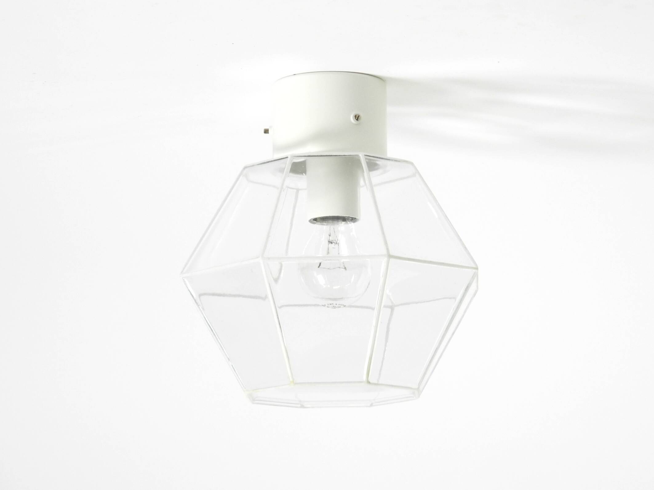 1970s Limburg glass ceiling lamp in octagon shape with its original box