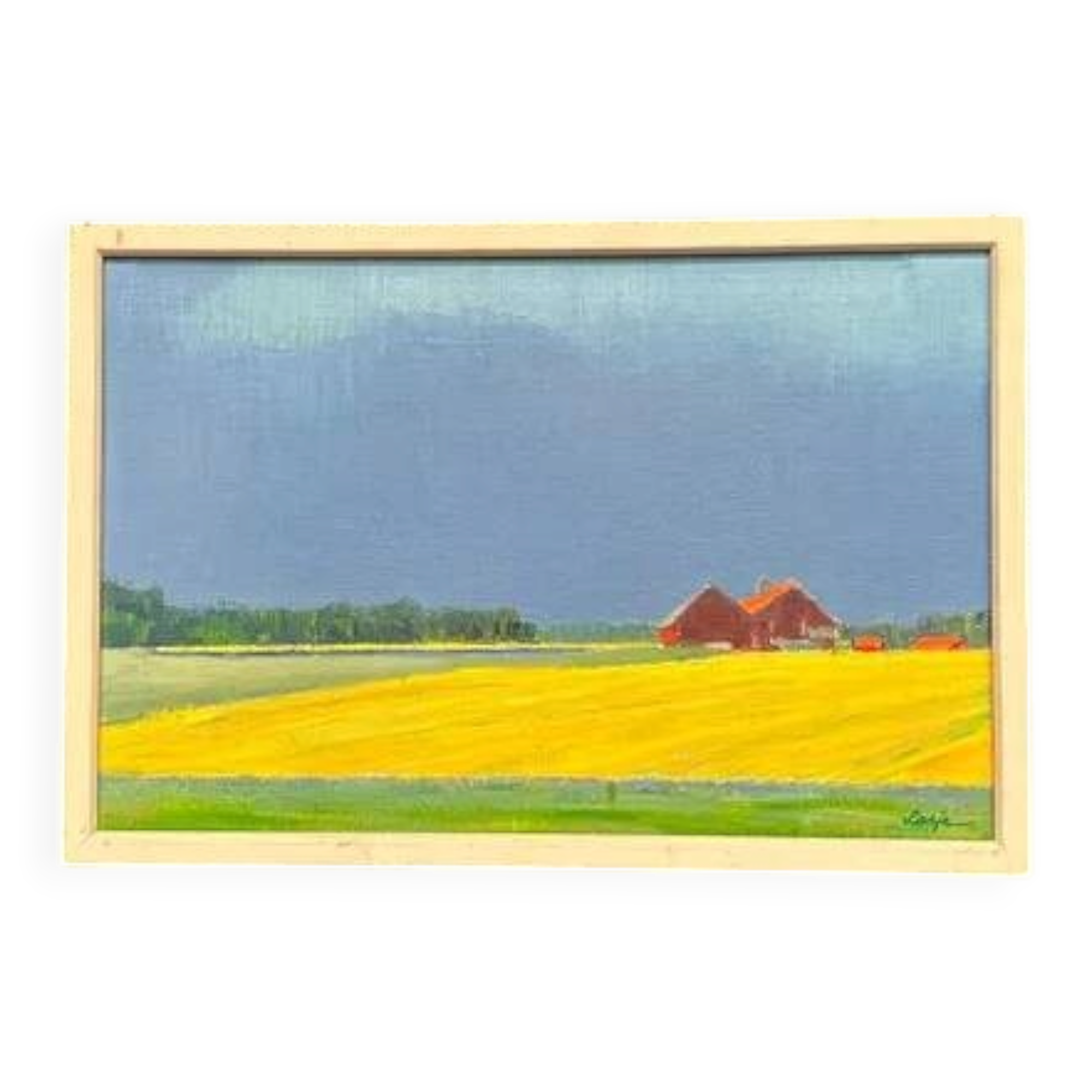 Original Swedish Oil on Canvas – "Approaching Storm" by Astrid Larje – Signed – Vintage and Framed – 43 × 30 cm (16.9" × 11.8")