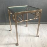Table d'Appoint Vintage en Verre et Fonte
