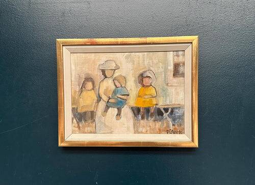 Original Swedish Oil on Canvas – “Familj” by Pia Hesselmark‑Campbell