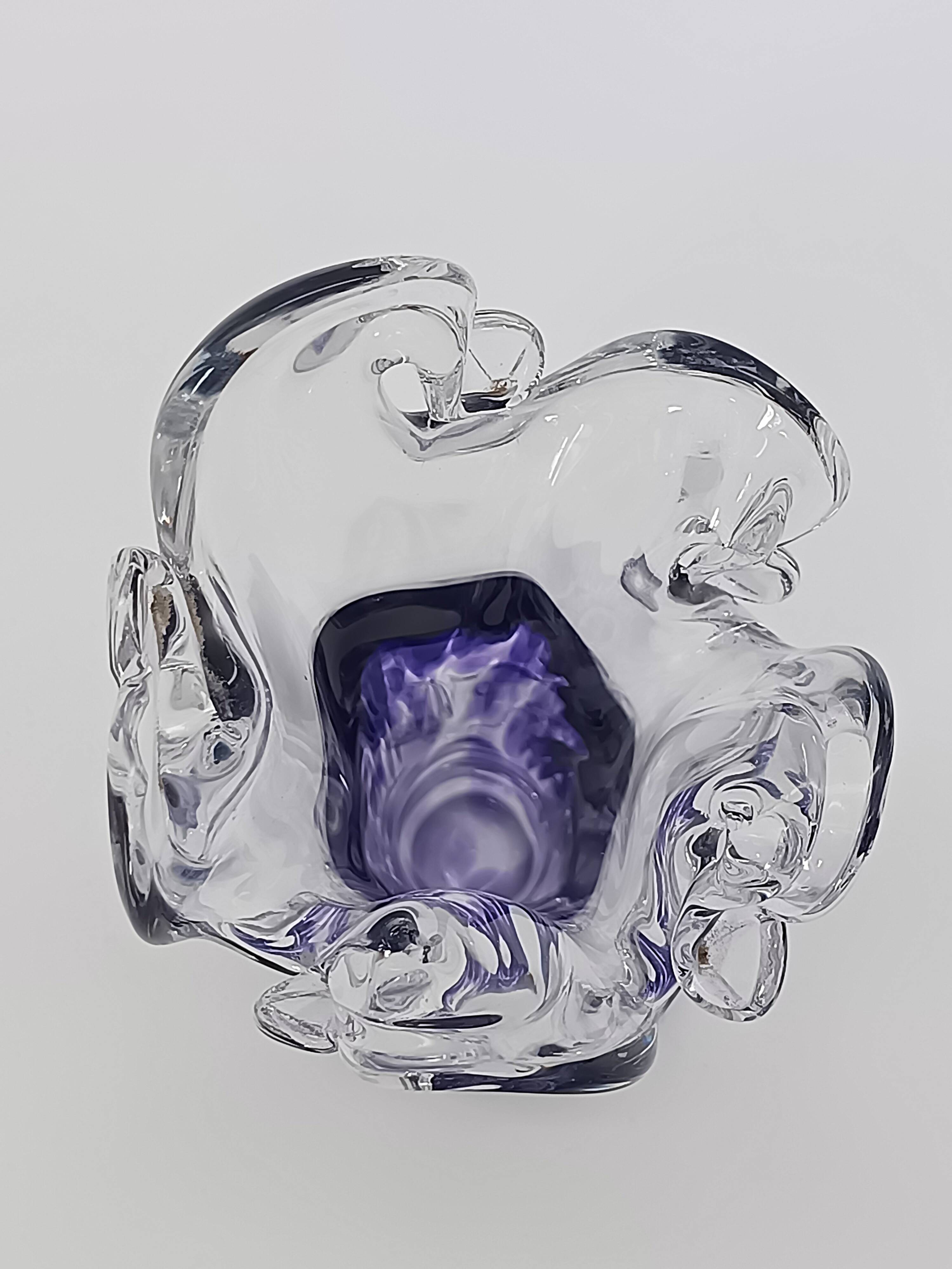 Vase Soliflore en Cristal d'Art – Michel Steiner Améthyste & Transparent