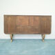 Dark wood sideboard glass design 1950s vintage modernariate