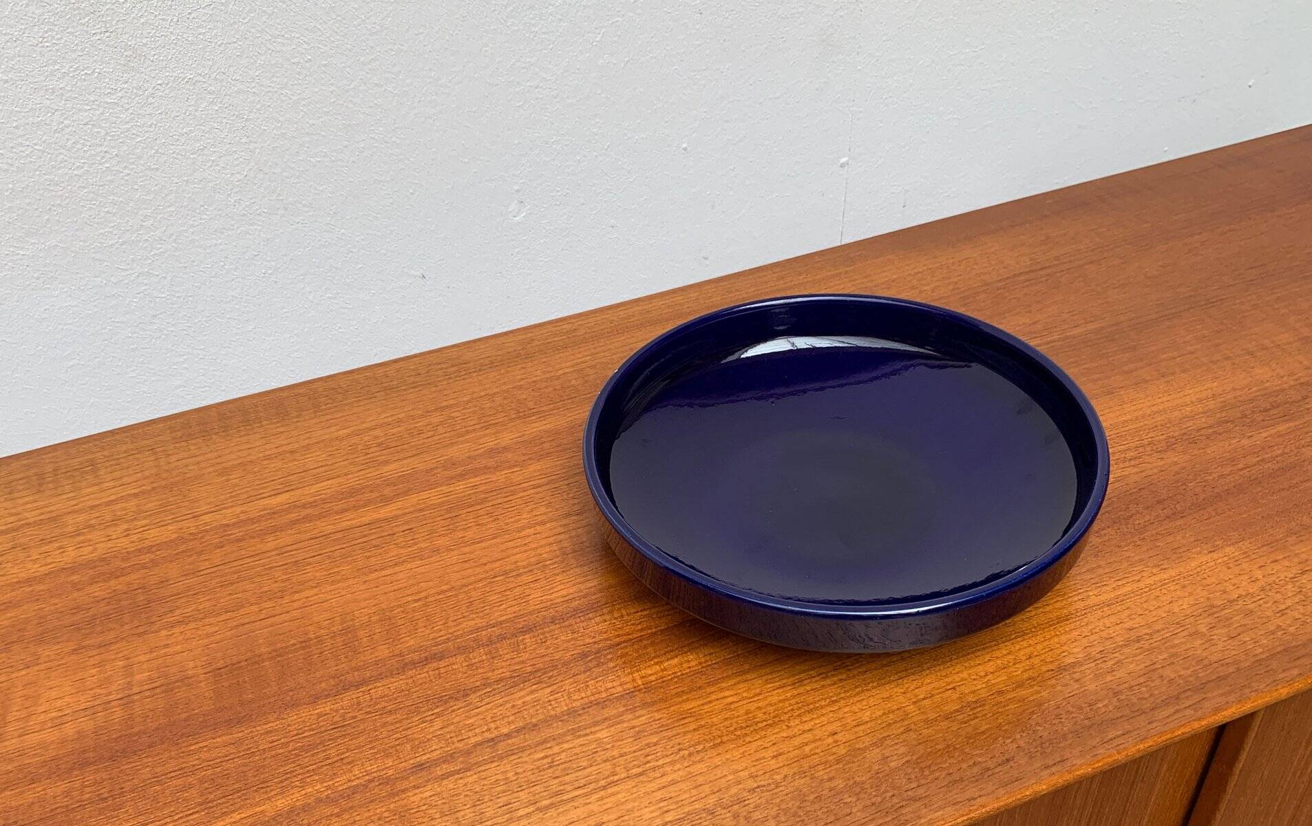 Dark blue pottery bowl from West Germany from the mid-century, 1960s.