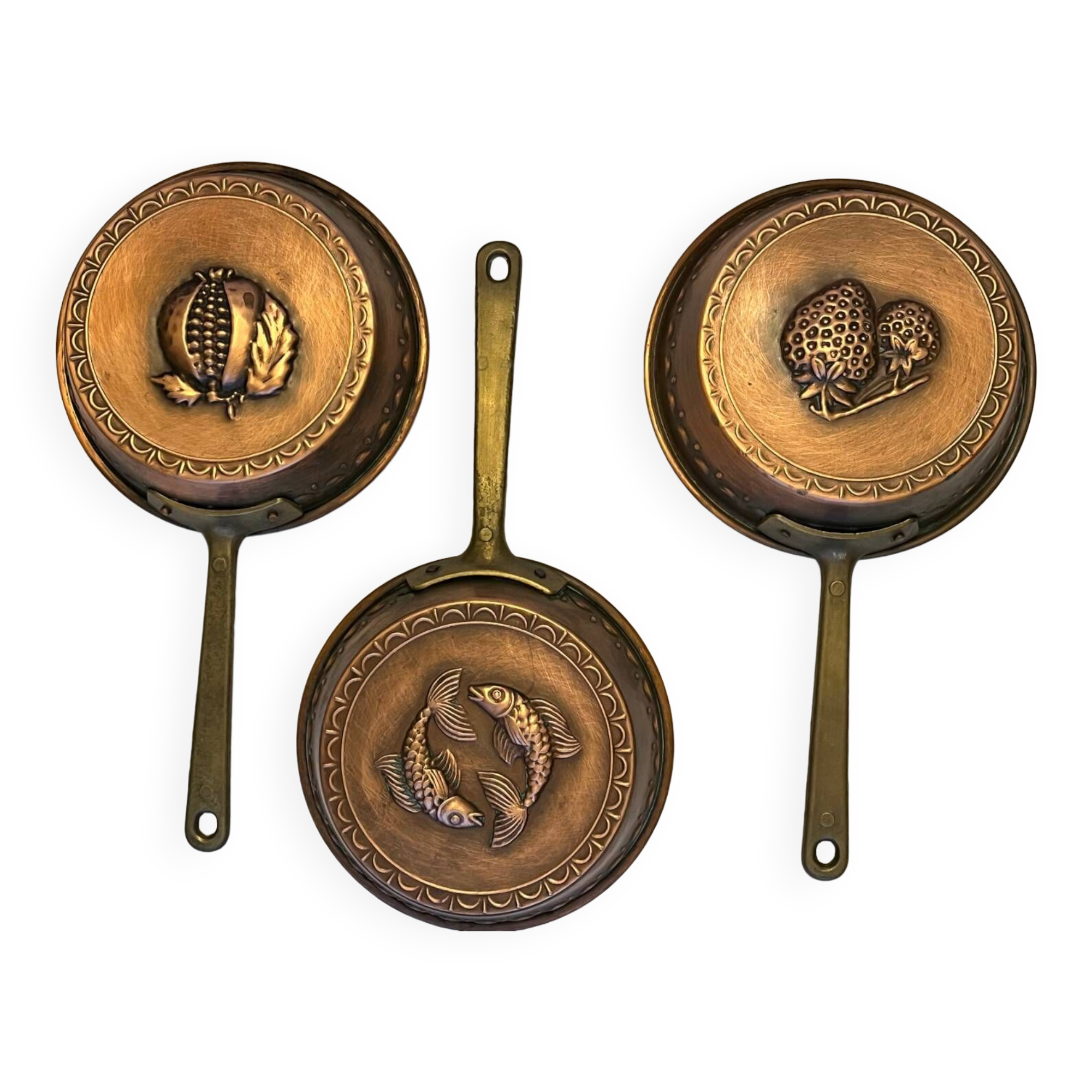 Set of 3 copper frying pans