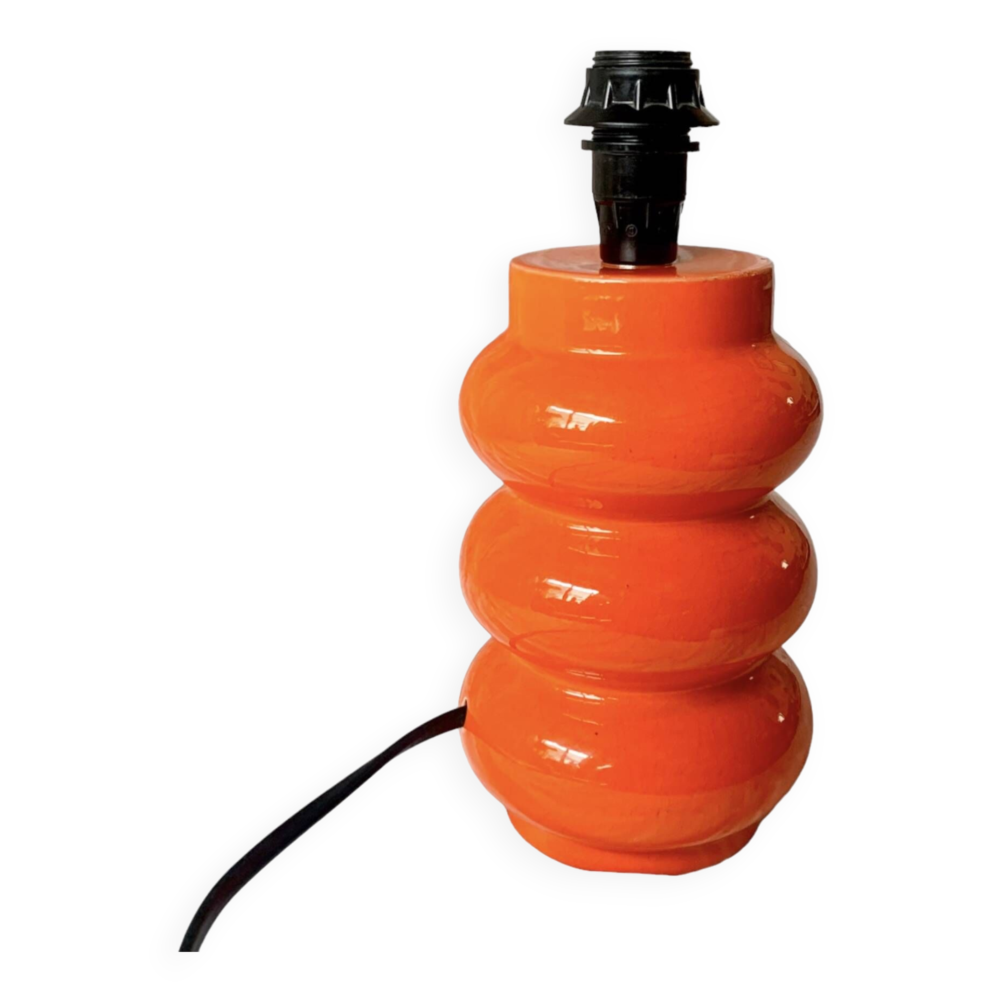 Orange glazed ceramic lamp base - 1970s
