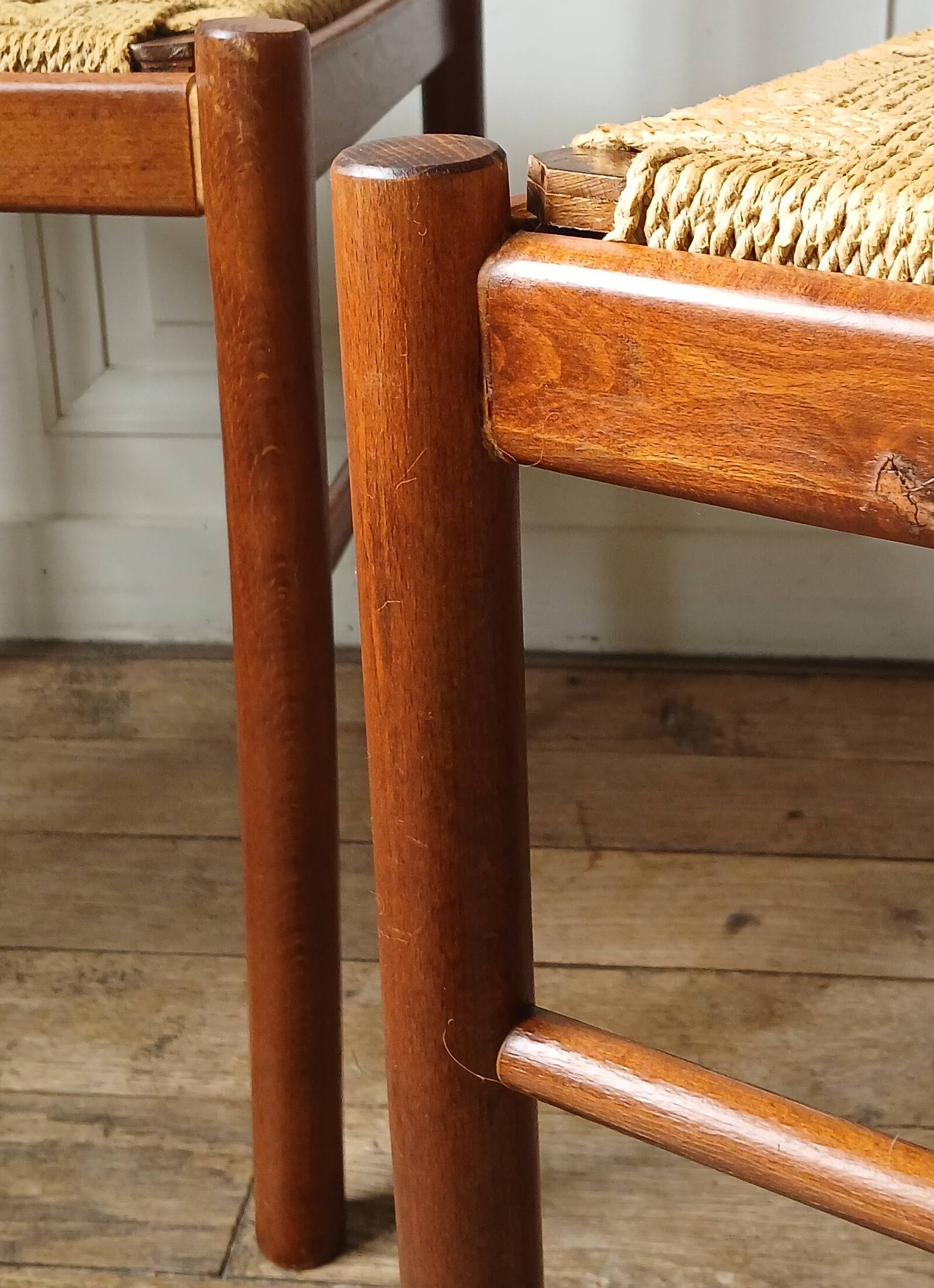 2 "plywood" chairs & braided rope