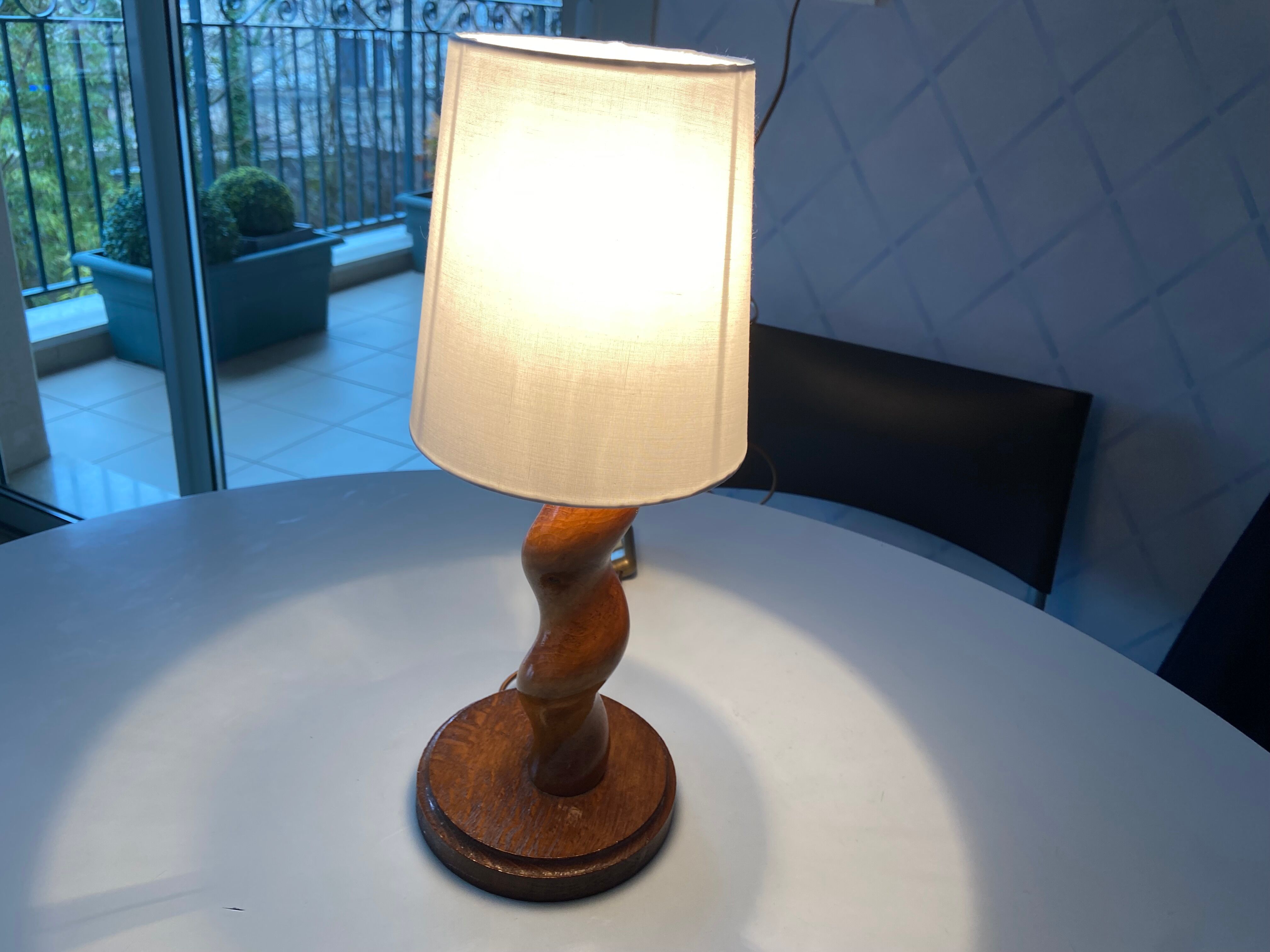 Brutalist wooden lamp