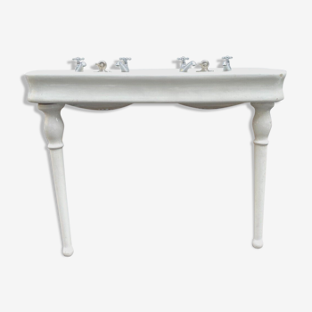 Washbasin double basin with enamelled column base Art Deco XX century