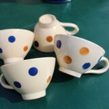 Set of 4 small polka dot cups in Castres earthenware