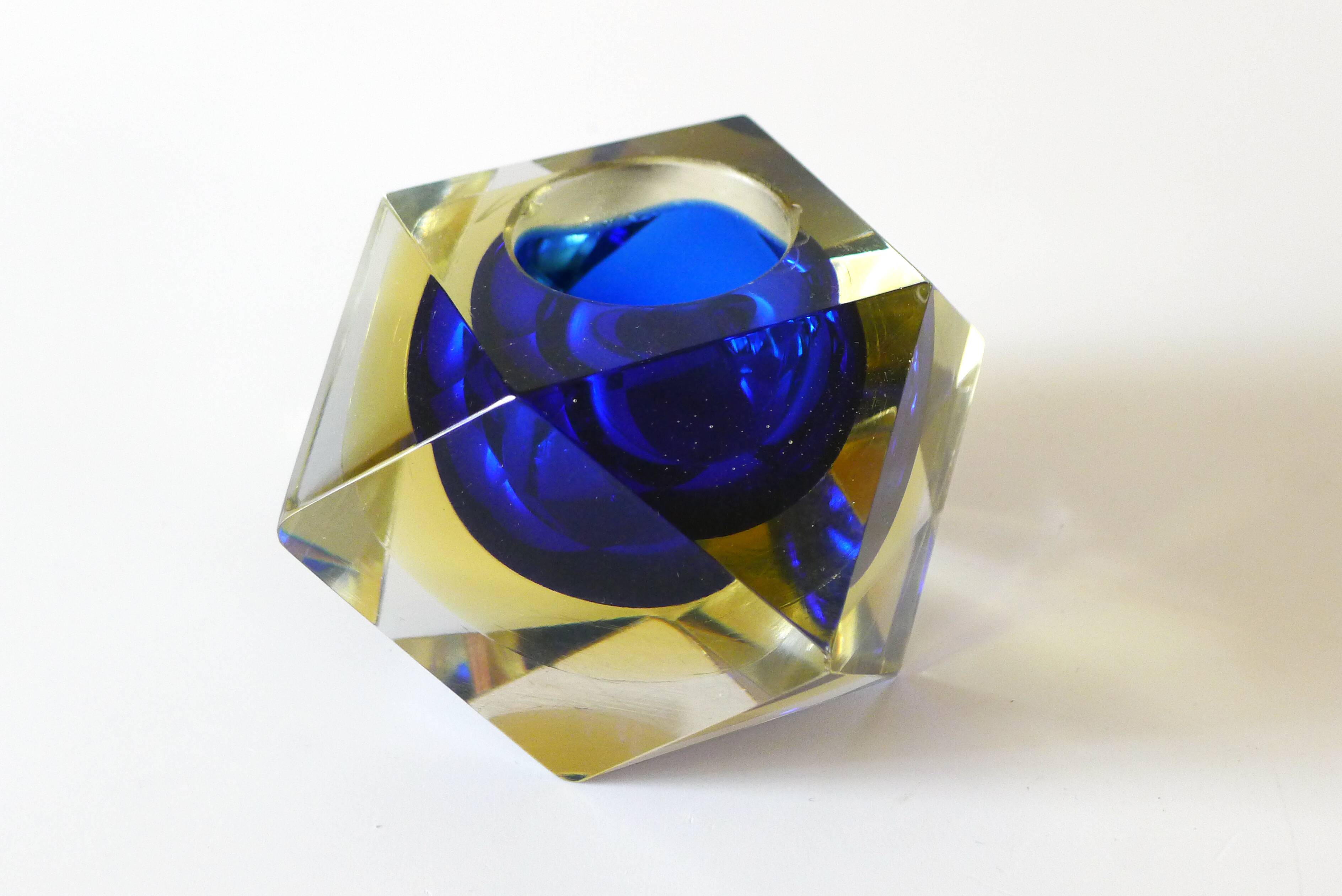 Ashtray Sommerso Murano 1960' faceted