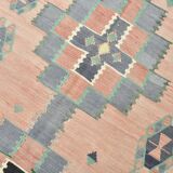 5x8 Vintage Samon Pink & Light Grey Vintage Oushak Area Rug, 161x255 cm