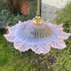 Vintage flower pendant lamp in pink glass