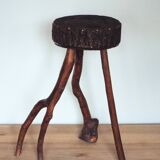 Tabouret tripode art populaire cep de vigne
