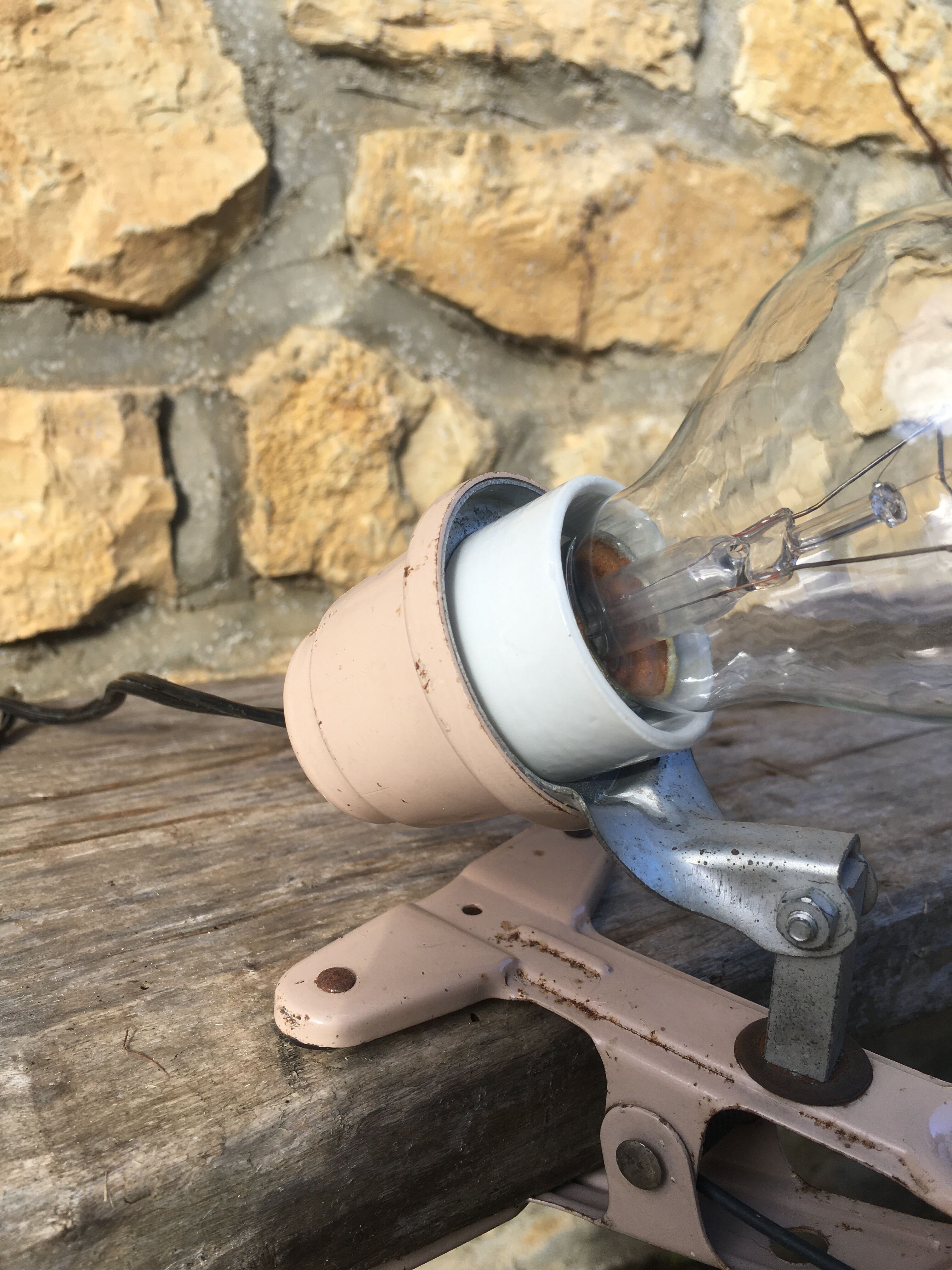 Pink metal clip lamp