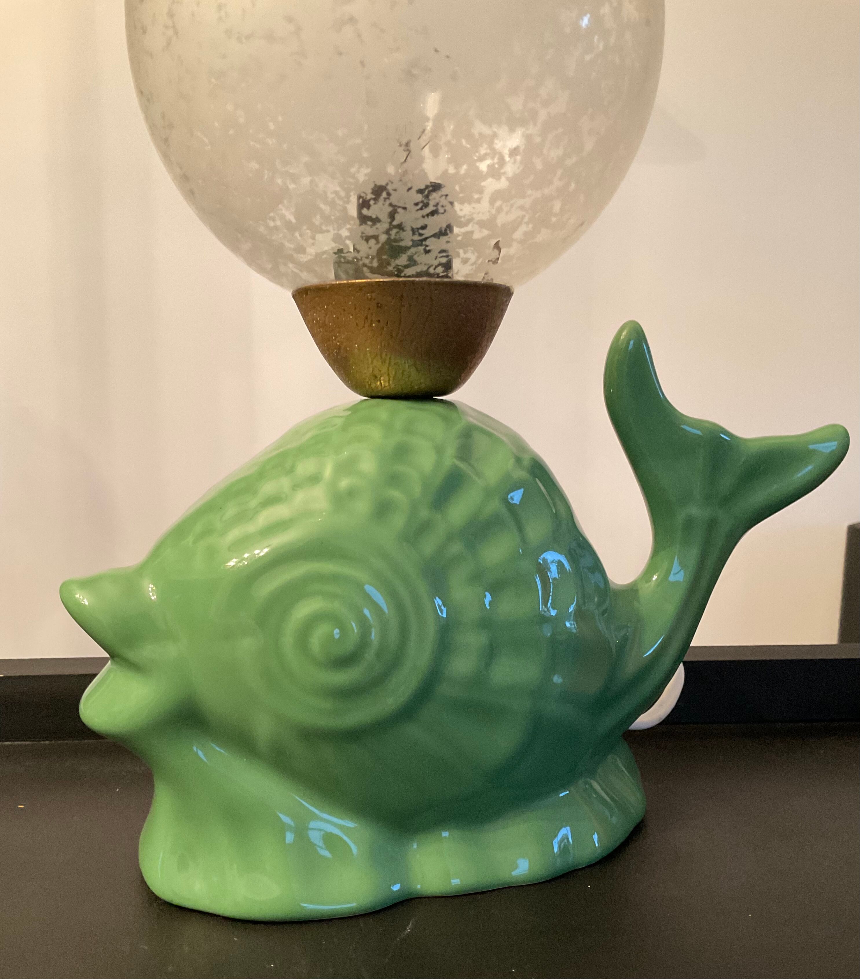 Vintage ceramic fish lamp 70s