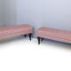 Pair of Benches with Red Patterned Fabric Upholstery, Italy
