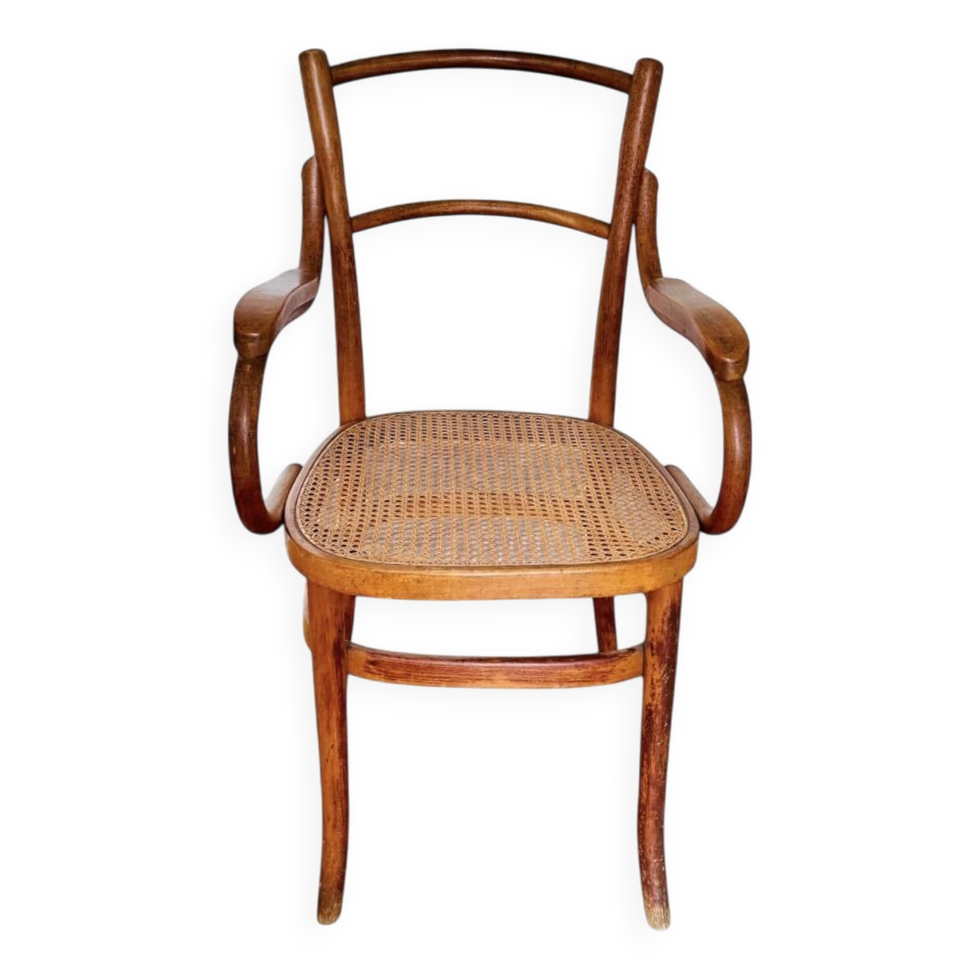 1900 curved wood armchair