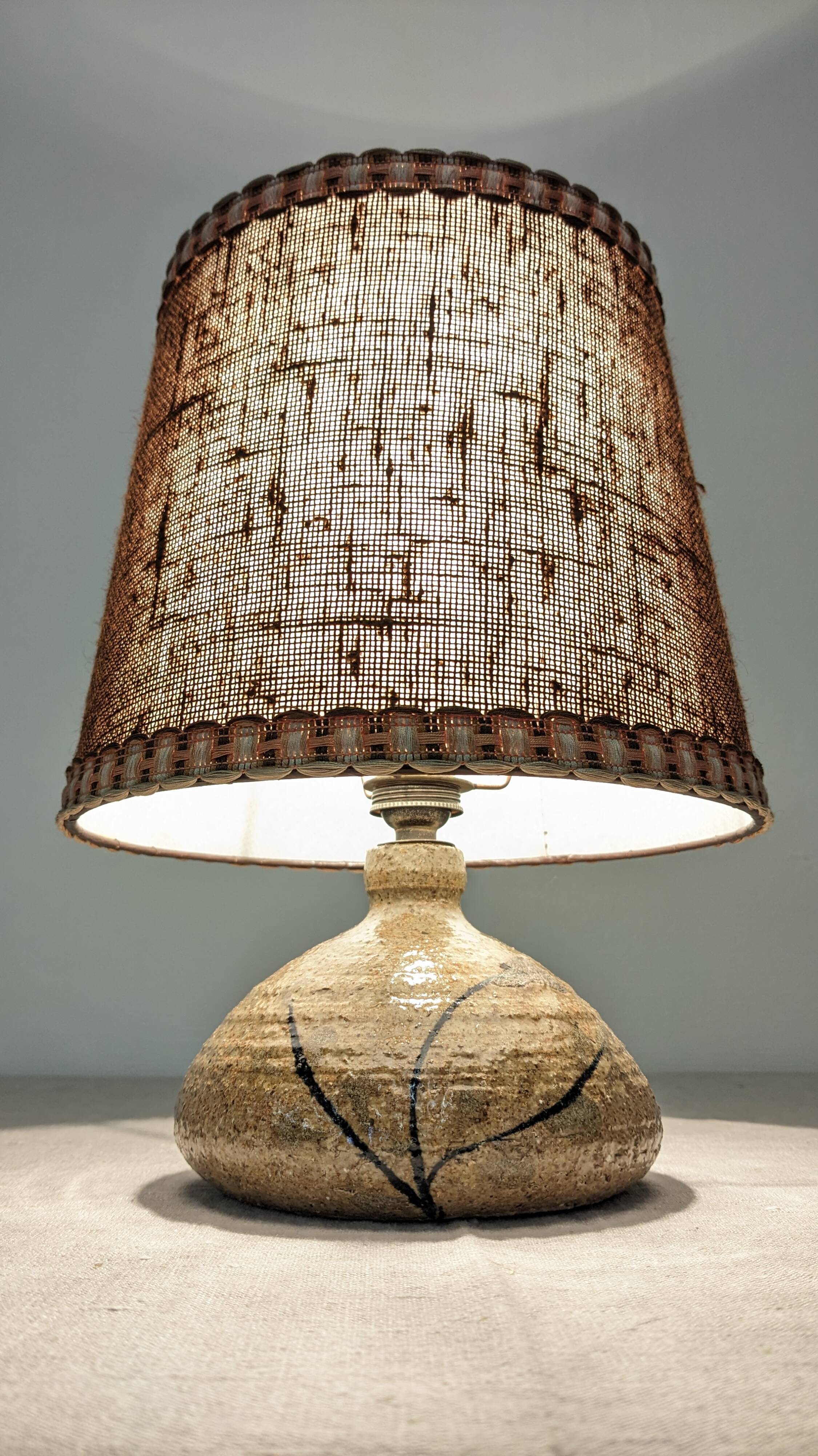 Vintage bedside lamp in glazed sandstone from the 50s/60s