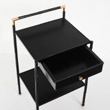 Vintage coffee table in iron (faux bamboo) and black escay. France, 1960s.