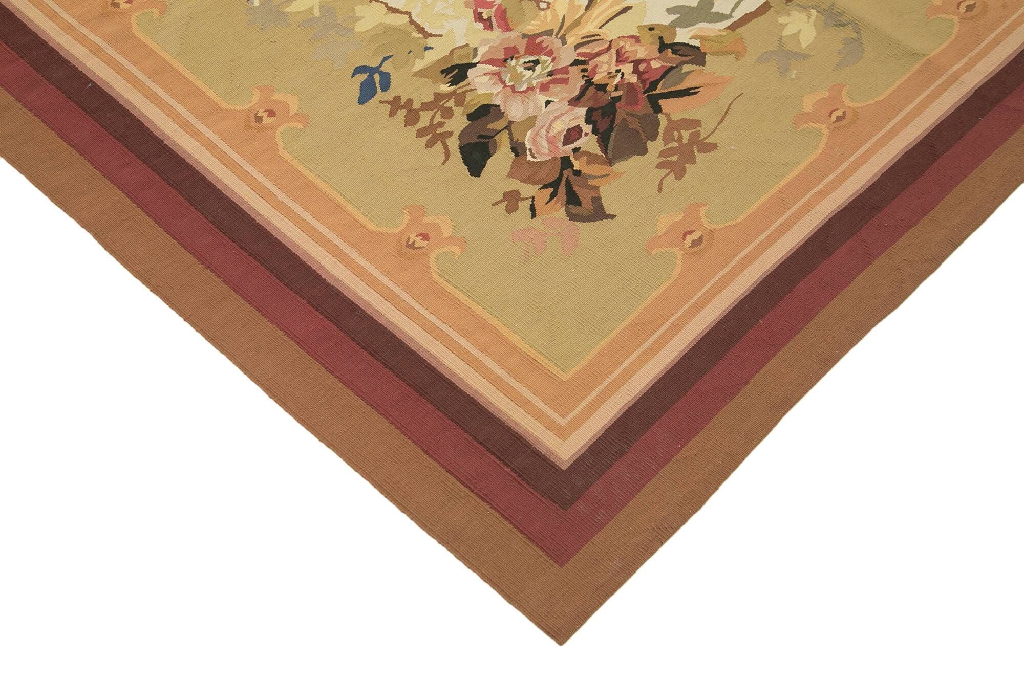 Handmade European Vintage Aubusson Kilim 320 cm x 427 cm