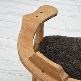 1950s, Danish design, reupholstered armchair, New Zealand sheepskin, oak wood.