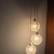 Suspension cascade three globes in cut glass vintage and pink wire