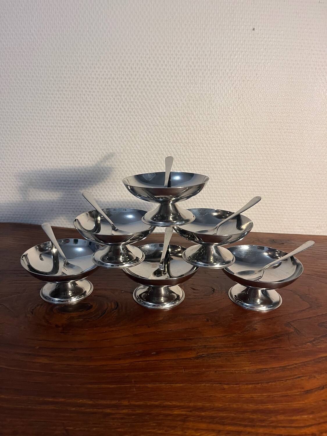 France stainless steel sorbet ice cream cup with mini fork