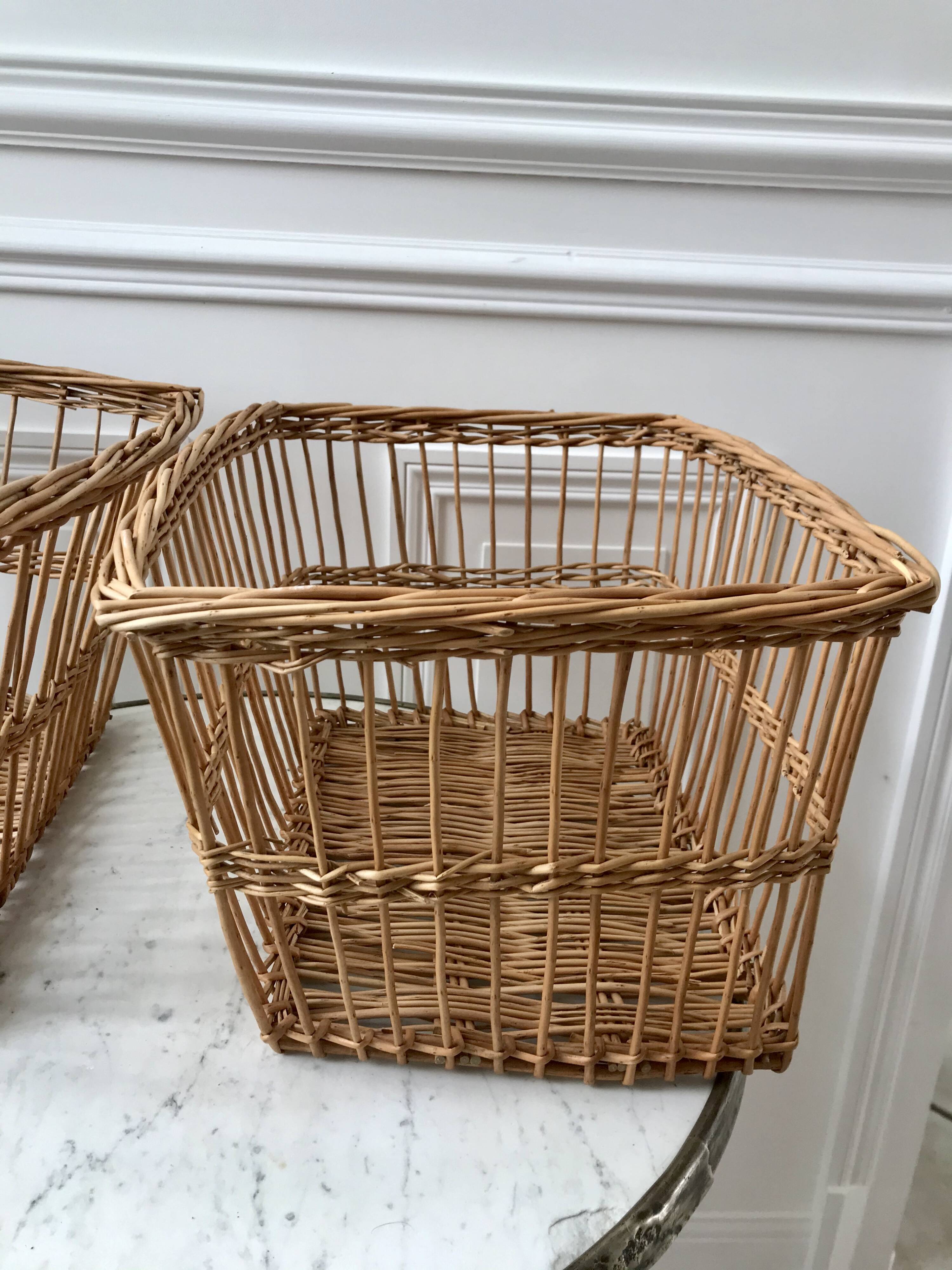 Pair of rattan/wicker storage baskets from the 60s and 70s