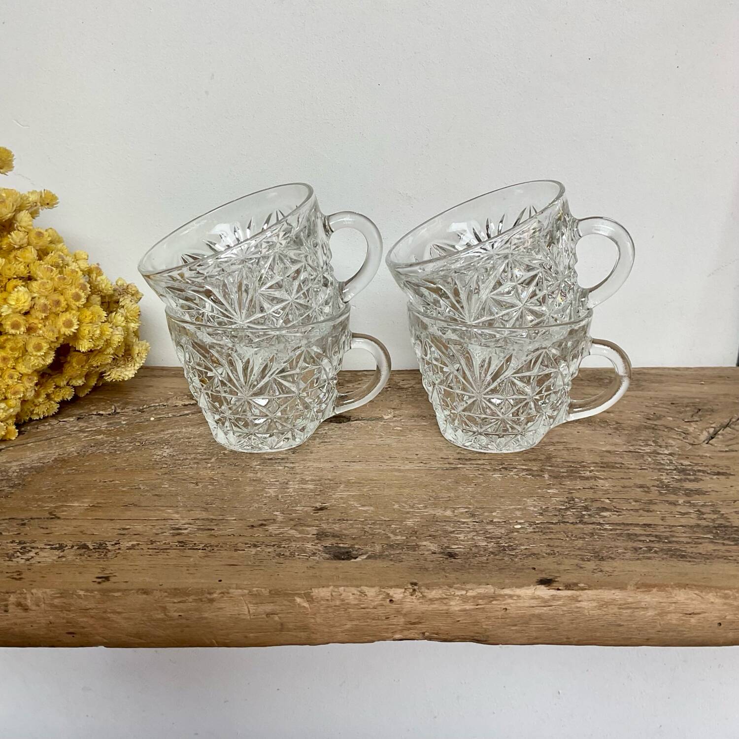 Set of 4 cut glass cups