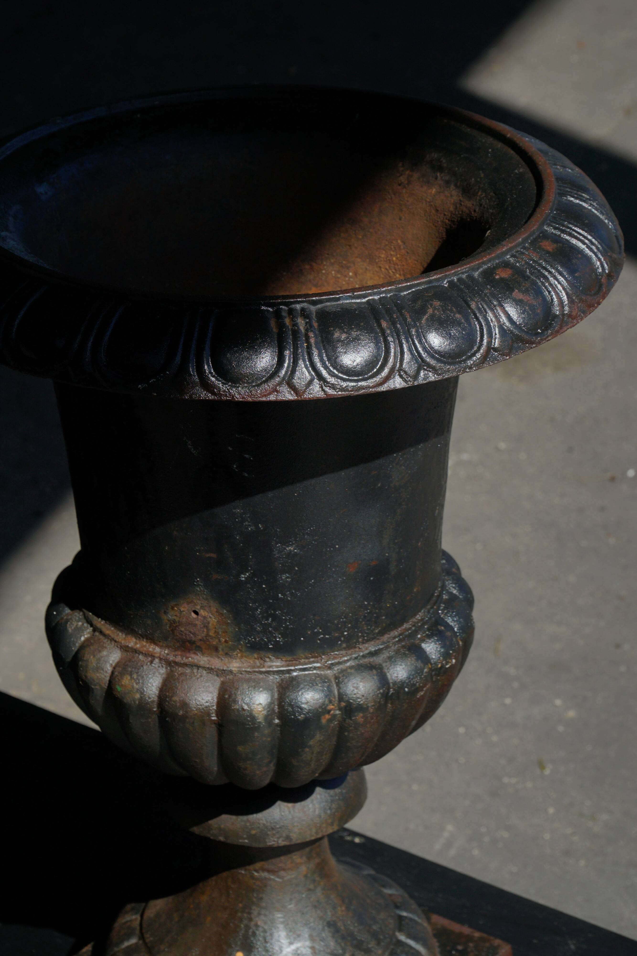 Garden urn / Decorative cast iron planter, French neoclassical design, 1950s