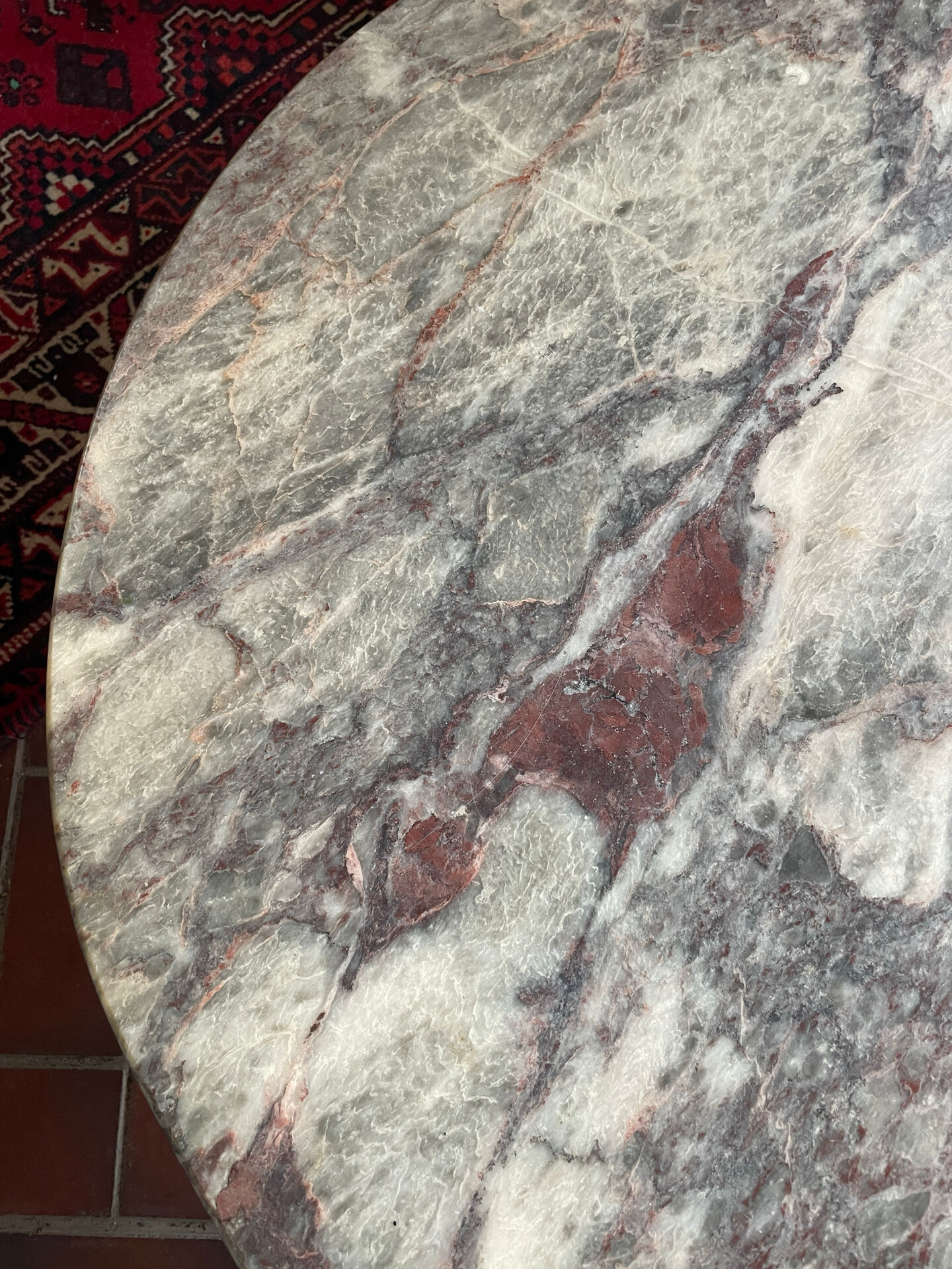 1970s marble eye-shaped coffee table