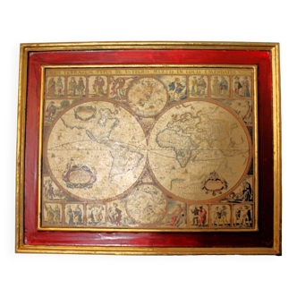Cadre planisphère vintage reproduction XVIIème