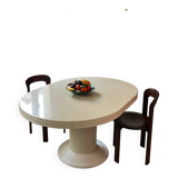 Vintage table, beige lacquered top and bamboo legs.