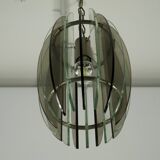 Lustre italien du milieu du siècle en verre fumé et épais transparent par Veca. Italie années 1960