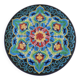 Superb enamel dish from Longwy, signed, year 1940.