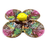 Vintage Vallauris A.M. plate – quadrilobed enamelled bowl with lemon – 50s