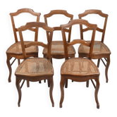 Set of 5 old cane chairs.